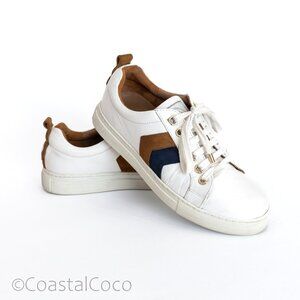 Fairfax & Favor White Leather Sneakers 38 (7.5) Luxury British Designer Festival